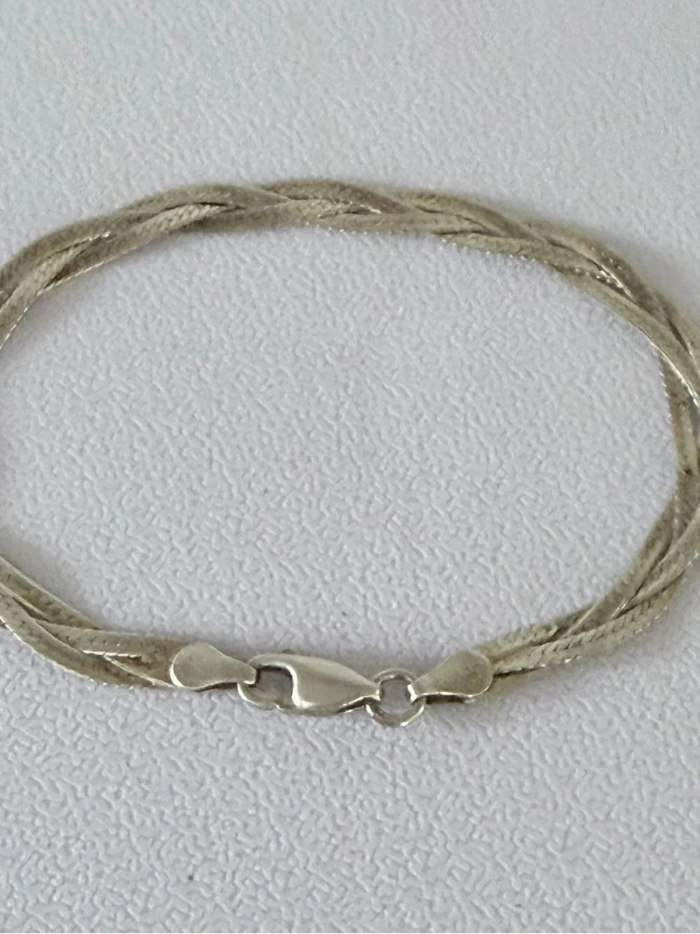 Vintage 925 Sterling Silver Braided Herringbone Rope Chain Bracelet, 7